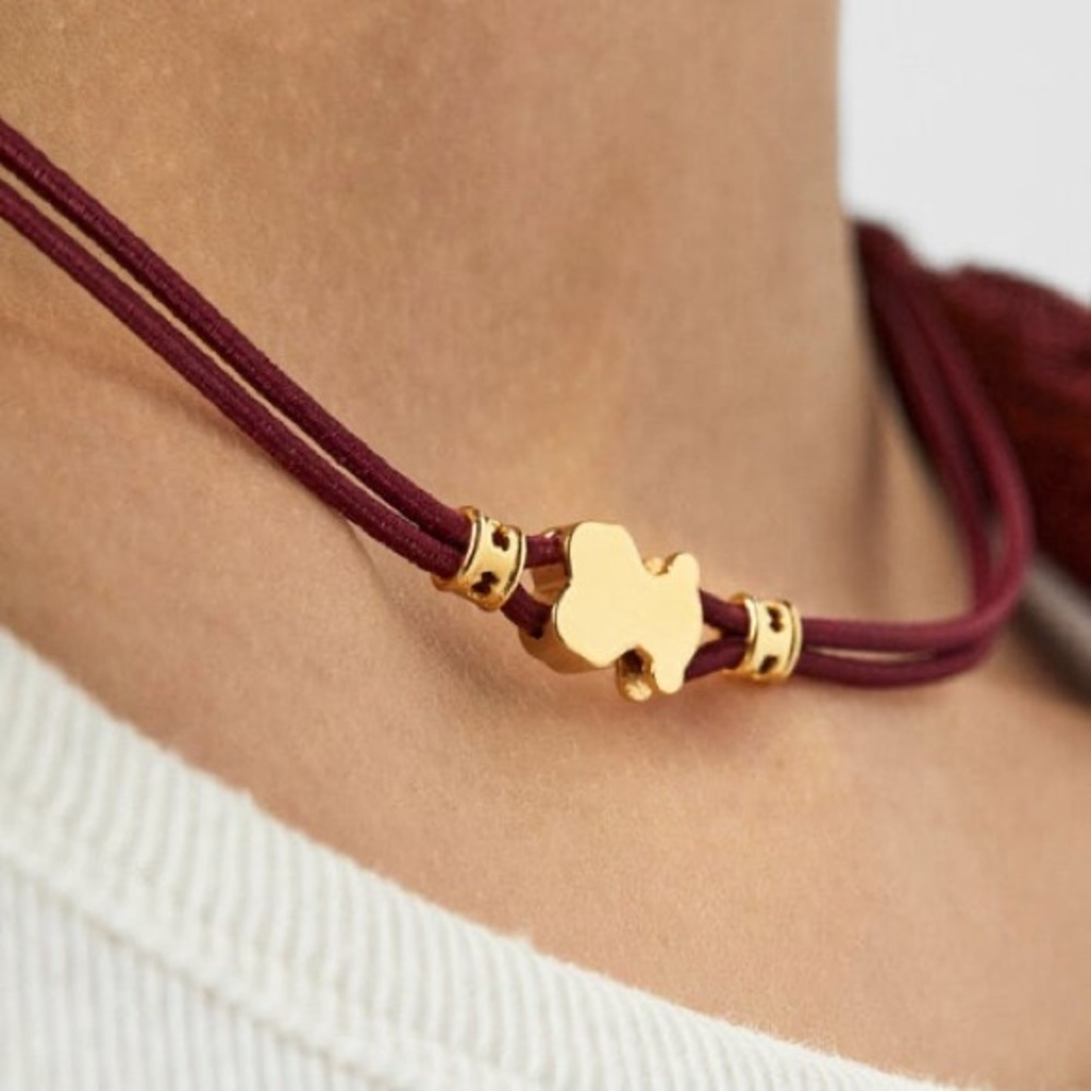 TOUS RED Gold elastic Necklace